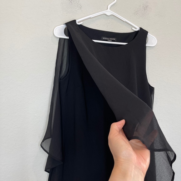 Boston Proper Dress Women's Size S Black Sleeveless Flow Chiffon Overlay - Picture 3 of 13
